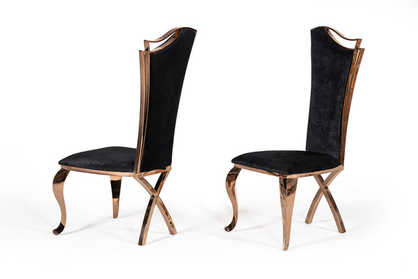 Modrest Bonnie Transitional Black Velvet & Rosegold Dining Chair (Set Of 2) Model VGZAY906-BLK