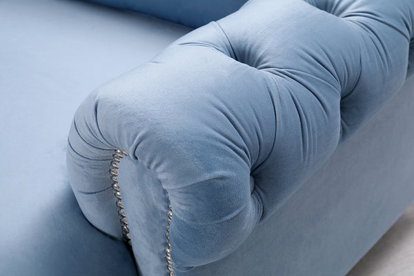 Divani Casa Darla Modern Blue Velvet Curved Sectional Sofa Model VG2T1124-5P-BLU