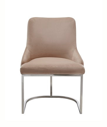 Modrest Daria Modern Beige Velvet And Stainless Steel Dining Chair Set Of 2Model VGZA-Y632-BG-DC