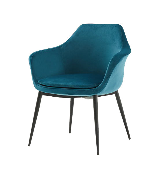 Modrest Wilson Modern Teal Velvet & Black Dining Chair Model VGHR3404-TEAL