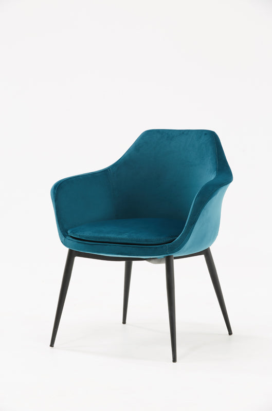 Modrest Wilson Modern Teal Velvet & Black Dining Chair Model VGHR3404-TEAL