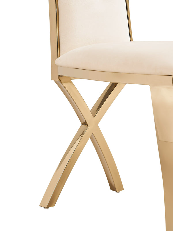 Modrest Bonnie Modern Beige Velvet & Champagne Gold Dining Chair (Set Of 2) Model VGZA-Y906-BGE-GLD