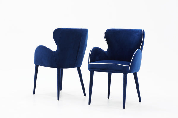 Modrest Tigard Mid Century Blue Fabric Dining Chair Model VGEU-MC-8883CH-A-BLU