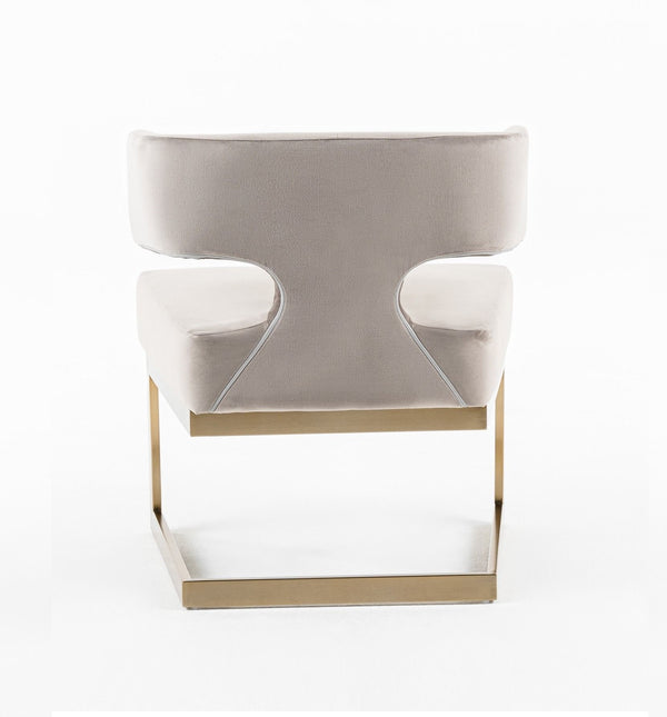 Modrest Calvo Modern Off White Velvet & Brass Dining Chair Model VGVCB897A-OWHT