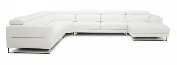 Divani Casa Hawkey Contemporary White Full Leather U Shaped Sectional Sofa Model VGKKKF1066-L2927