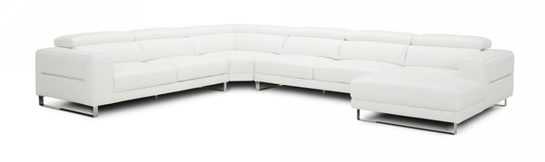 Divani Casa Hawkey Contemporary White Full Leather U Shaped Sectional Sofa Model VGKKKF1066-L2927