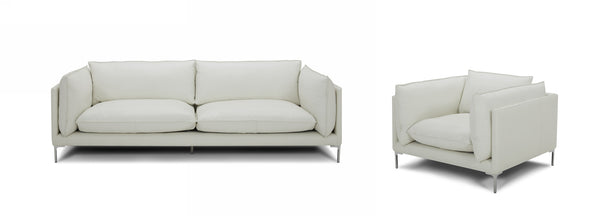 Divani Casa Harvest Modern White Full Leather Chair Model VGKKKF2627-L2927-CHR