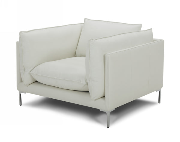 Divani Casa Harvest Modern White Full Leather Chair Model VGKKKF2627-L2927-CHR