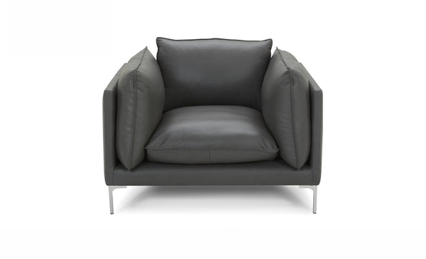 Divani Casa Harvest Modern Grey Full Leather Chair Model VGKKKF2627-L2925-CHR
