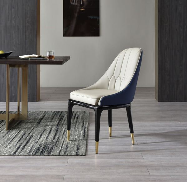 Modrest Marco Modern Glam Beige & Blue Dining Chair Model VGVCB1869-BLU-DC