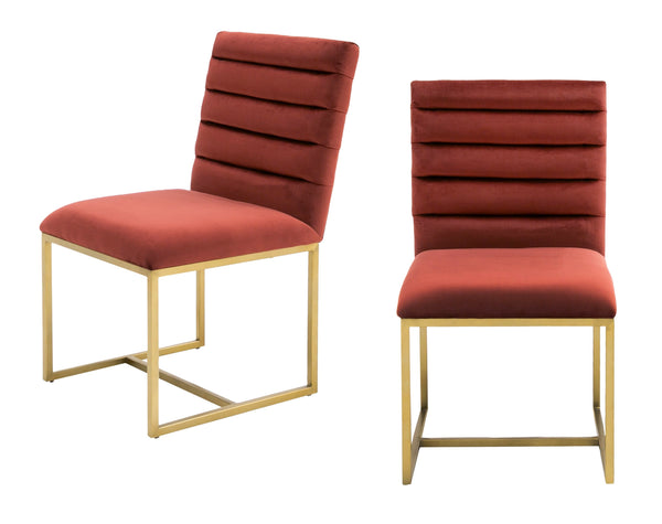 Modrest Barker Modern Red & Brush Gold Dining Chair (Set Of 2) Model VGGMDC-1251A