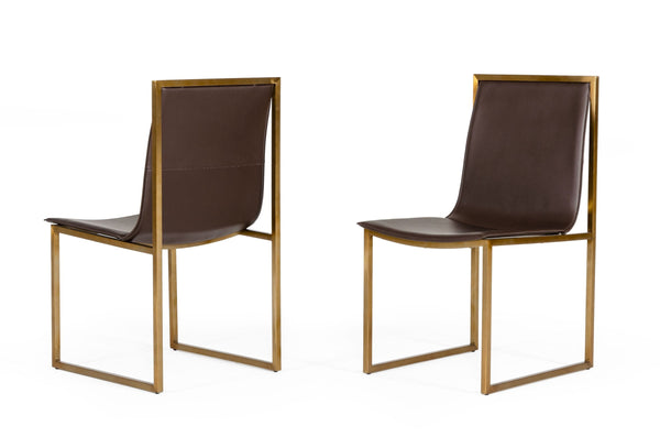 Modrest Dalton Modern Brown Leatherette Dining Chair (Set Of 2) Model VGGMDC-305-DC