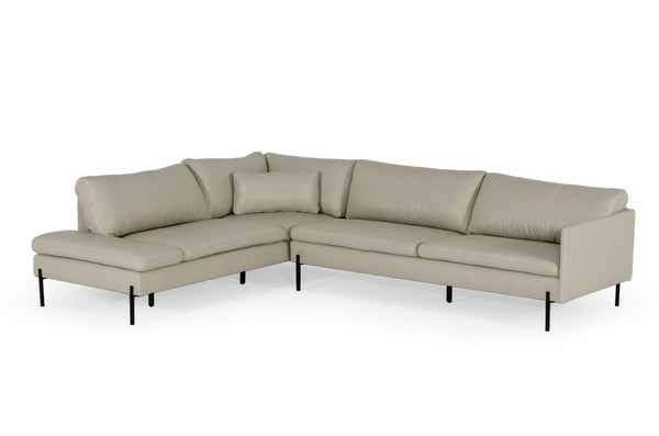 Divani Casa Sherry Modern Grey Leather Left Facing Sectional Sofa Model VGKKKF.1061Z-GRY-LAF-SECT
