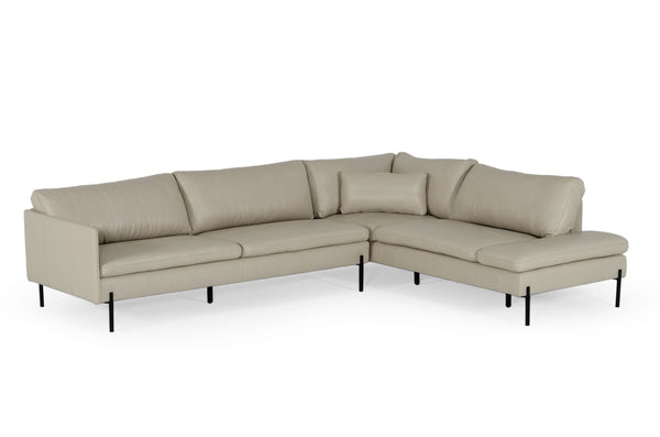 Divani Casa Sherry Modern Grey Leather Right Facing Sectional Sofa Model VGKKKF.1061Z-GRY-RAF-SECT
