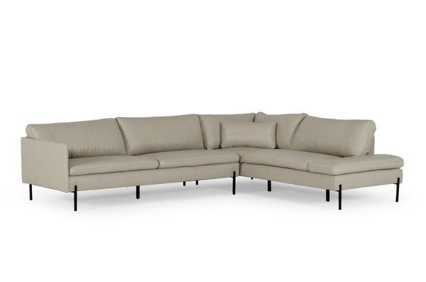 Divani Casa Sherry Modern Grey Leather Right Facing Sectional Sofa Model VGKKKF.1061Z-GRY-RAF-SECT