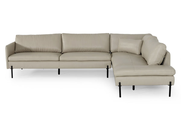 Divani Casa Sherry Modern Grey Leather Right Facing Sectional Sofa Model VGKKKF.1061Z-GRY-RAF-SECT