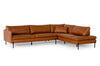 Divani Casa Sherry Modern Cognac Leather Right Facing Sectional Sofa Model VGKKKF.1061Z-CGN-RAF-SECT