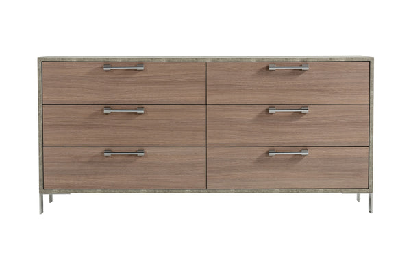 Nova Domus Boston Modern Brown Oak & Brushed Stainless Steel Dresser Model VGANBOSTON-DRS