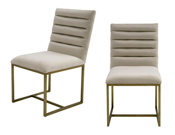 Modrest Barker Modern Beige & Brush Gold Dining Chair (Set Of 2) Model VGGMDC-1251A-DC