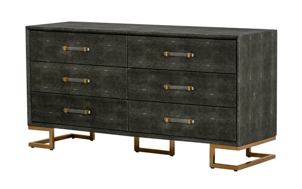 Modrest Howard Modern Shagreen Grey Leatherette & Gold Dresser Model VGGMCHD-1528-6-DRS