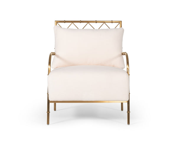 Divani Casa Ignacio Glam White Velvet & Gold Accent Chair Model VGMFOC-2211-WHT-CH