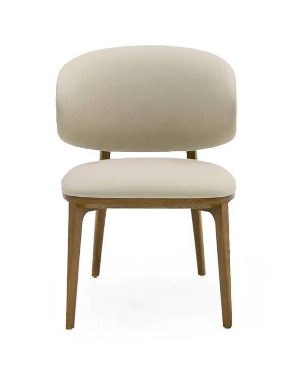 Modrest Chance Contemporary Cream And Brown Leatherette Walnut Dining Chair Model VGCS-CH21045-DC