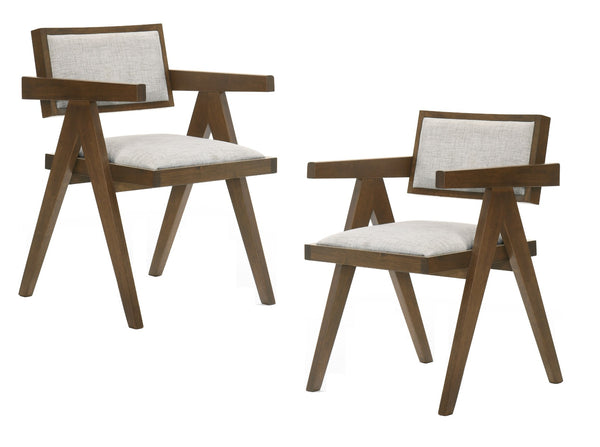 Modrest Fern Modern Walnut And Beige Dining Chair Set Of 2 Model VGMA-MI-1116-WB