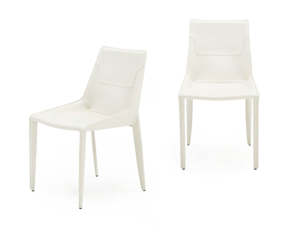 Modrest Halo Modern Ivory Saddle Leather Dining Chair Set Of 2 Model VGYF-DC1113-I
