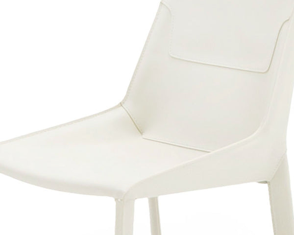 Modrest Halo Modern Ivory Saddle Leather Dining Chair Set Of 2 Model VGYF-DC1113-I