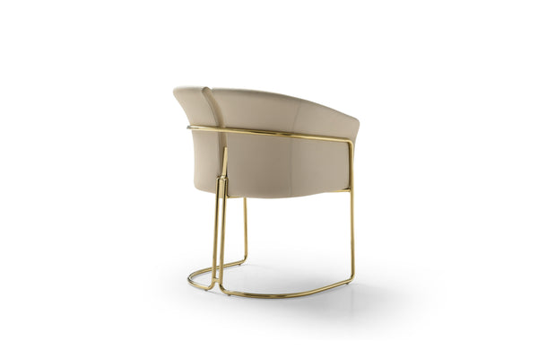 Modrest Renfew Modern Beige Vegan Leather & Champagne Gold Dining Chair Model VGVCB2278-BGE