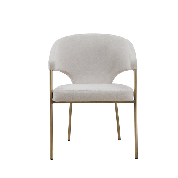 Modrest Claudine Modern Off White Fabric & Brass Dining Chair Model VGGAGA-6214CH-1
