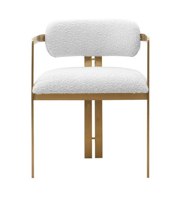 Modrest Feldon Modern White Fabric & Gold Dining Chair Model VGMF-D1122-WHT