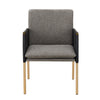 Modrest Engel Modern Dark Grey Vegan Leather & Grey Fabric & Antique Brass Dining Chair Model VGGAGA-6988CH-1-DKGRY
