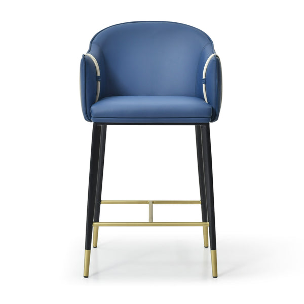 Modrest Calderon Modern Blue & Beige Vegan Leather Counter Chair Model VGVC-B065-BLUE