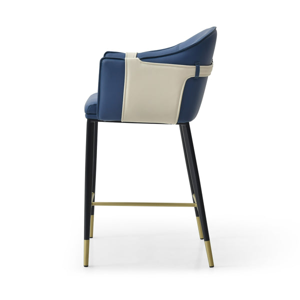 Modrest Calderon Modern Blue & Beige Vegan Leather Counter Chair Model VGVC-B065-BLUE