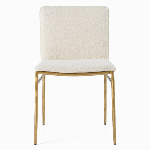 Modrest Atlanta Modern Off White Fabric & Brass Dining Chair Model VGMY-3739-WHT