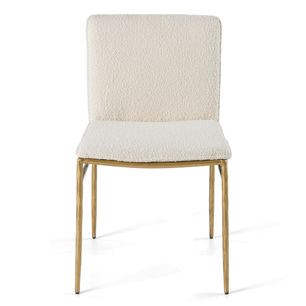 Modrest Atlanta Modern Off White Fabric & Brass Dining Chair Model VGMY-3739-WHT