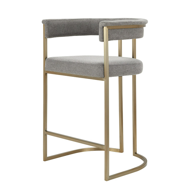 Modrest Byron Modern Grey Fabric & Antique Brass Counter Chair Model VGGA-6966CH-C-GRY