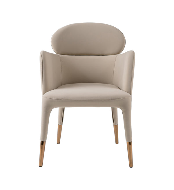Modrest Shannon Modern Beige Vegan Leather & Rosegold Dining Chair Model VGVC-B022A-BGE