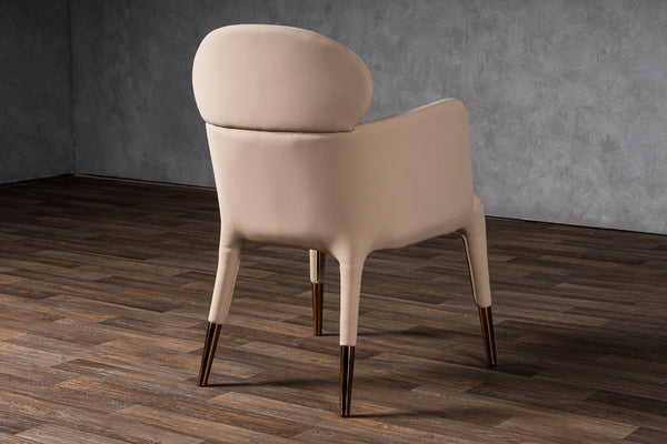 Modrest Shannon Modern Beige Vegan Leather & Rosegold Dining Chair Model VGVC-B022A-BGE
