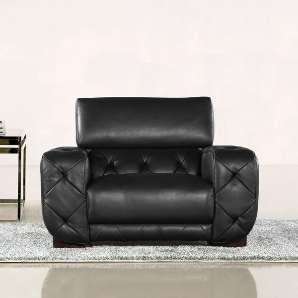 Nantes Black Italian Leather Tufted Chair Model VGCA911-CHR-BLK