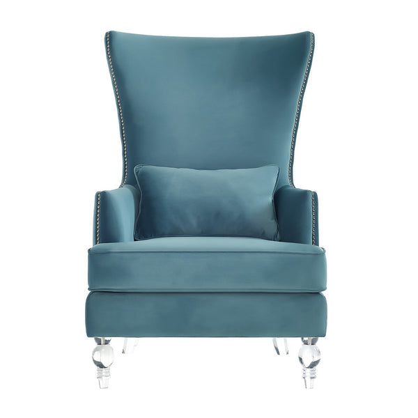 Bristol Sea Blue Velvet Chair with Lucite Legs Model: TOV-A139