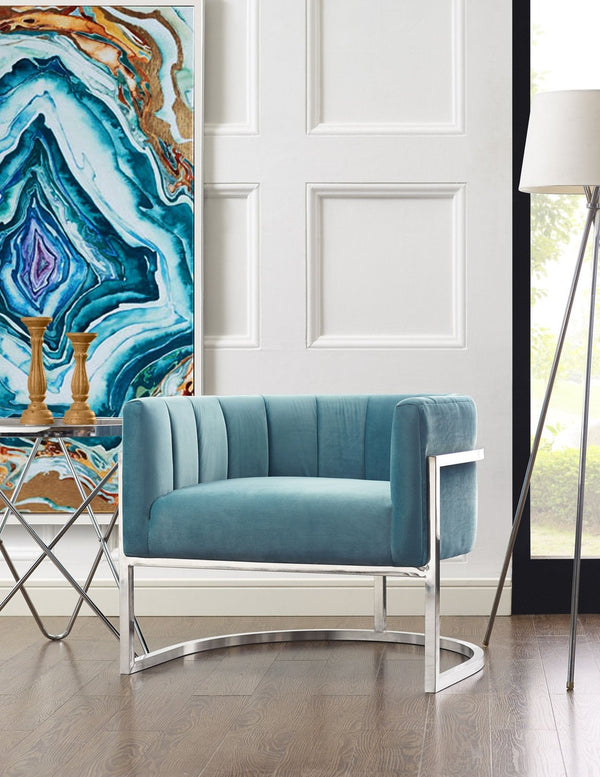 Magnolia Sea Blue Chair with Silver Base Model: TOV-A147