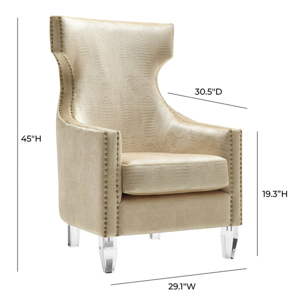 Gramercy Gold Croc Velvet Wing Chair Model: TOV-A76