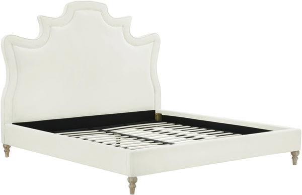 Serenity Cream Velvet Bed in King Model: TOV-B104