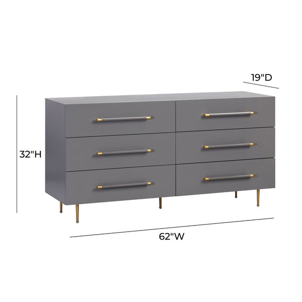 Trident Grey 6 Drawer Dresser Model: TOV-B44094