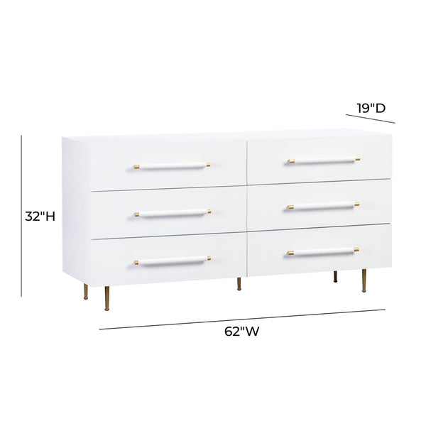 Trident White 6 Drawer Dresser Model: TOV-B44095