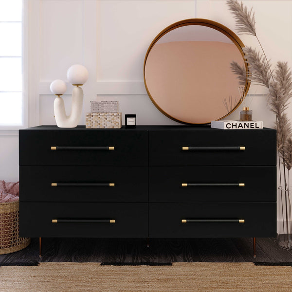 Trident Black 6 Drawer Dresser Model: TOV-B44096