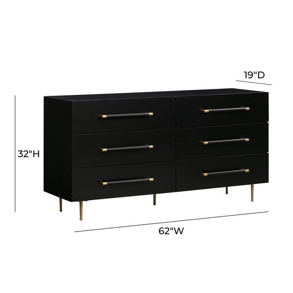 Trident Black 6 Drawer Dresser Model: TOV-B44096