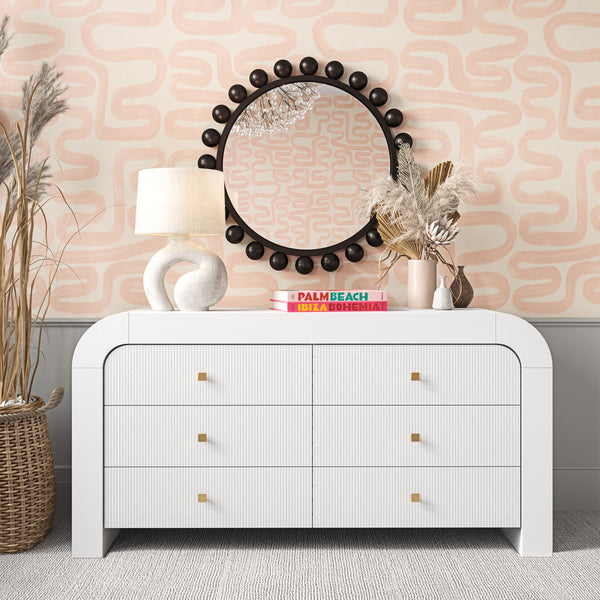 Hump 6 Drawer White Dresser Model: TOV-B44097